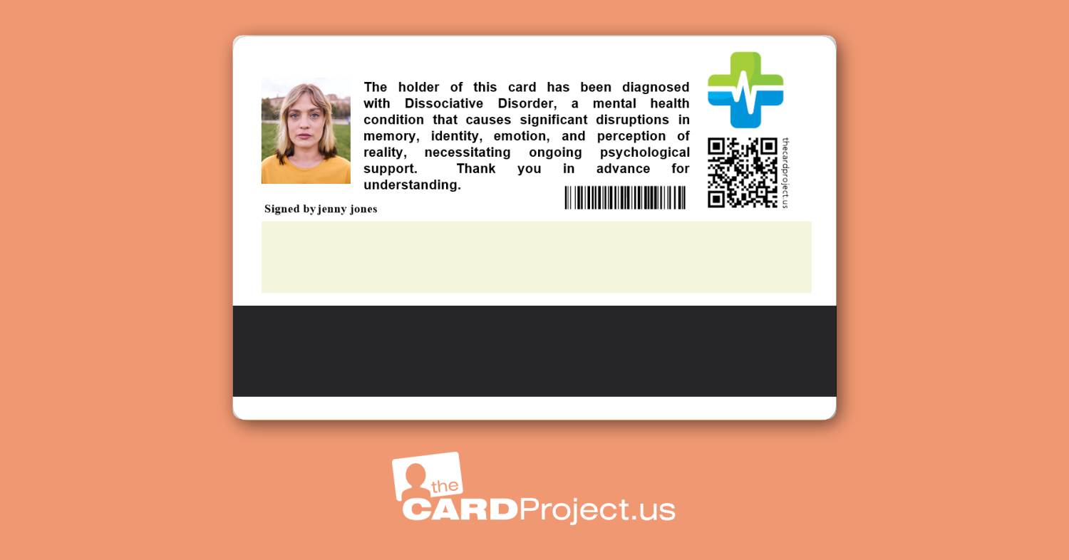 Premium Dissociative Disorder Medical Card (REAR)